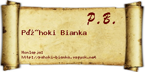 Páhoki Bianka névjegykártya